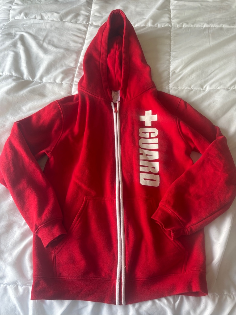 Red Lifeguard Zip Up Hoodie Size Small